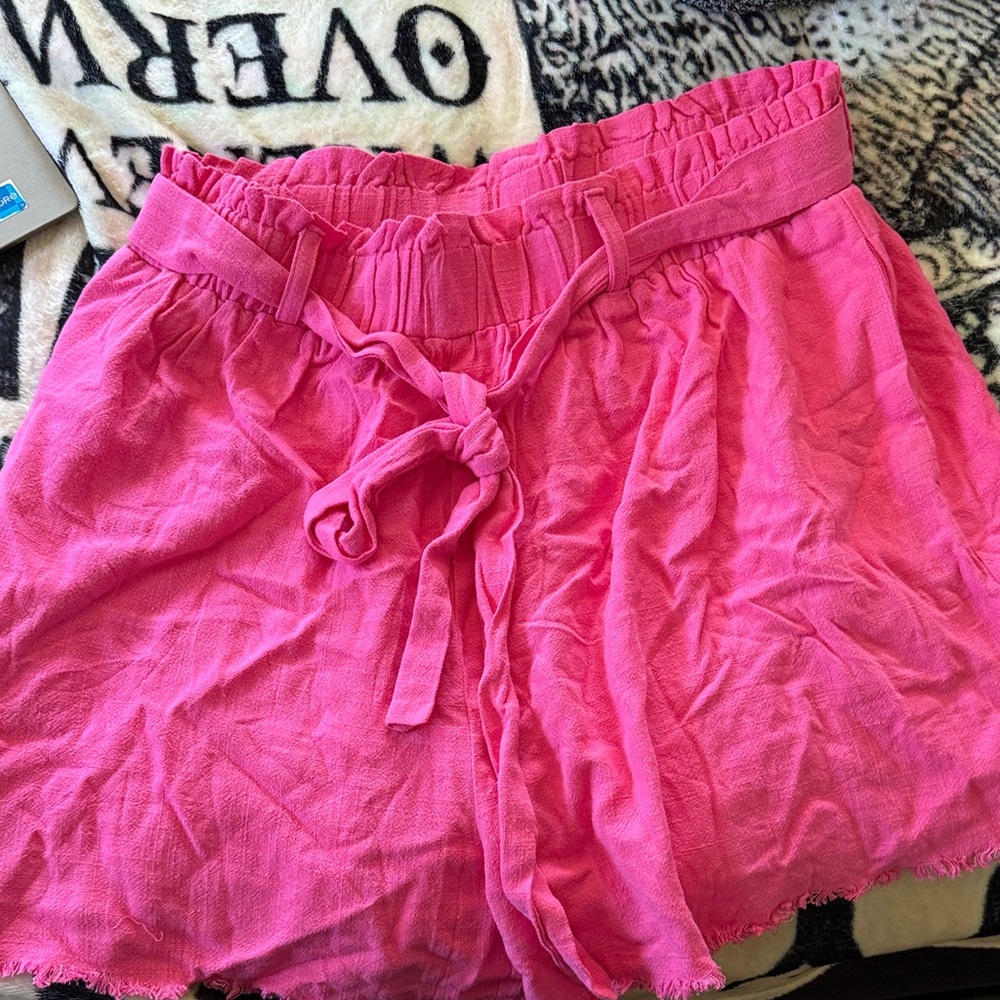 JODIFL Fuchsia Tie-Waist Shorts